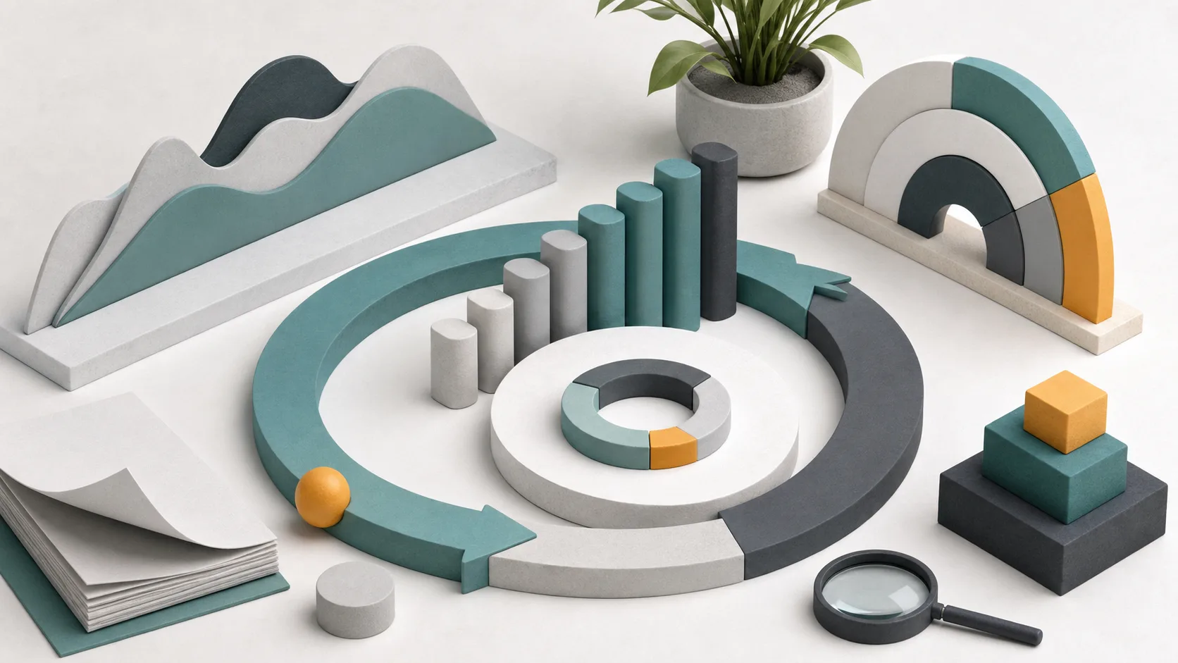 Abstract circular metric system representing recurring revenue and subscription tracking